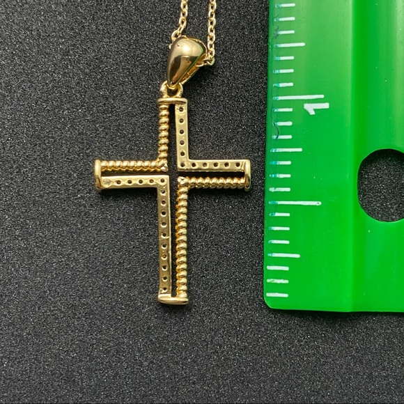 “Faith” handmade gold-toned cross w/rhinestone details and adjustable necklace - Picture 4 of 5